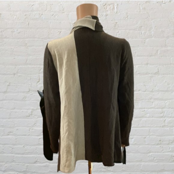 VENUS -- Cardigan, MultiColor/Earthtones Long Sleeve Patchwork w/Butterfly Hem - Picture 3 of 11